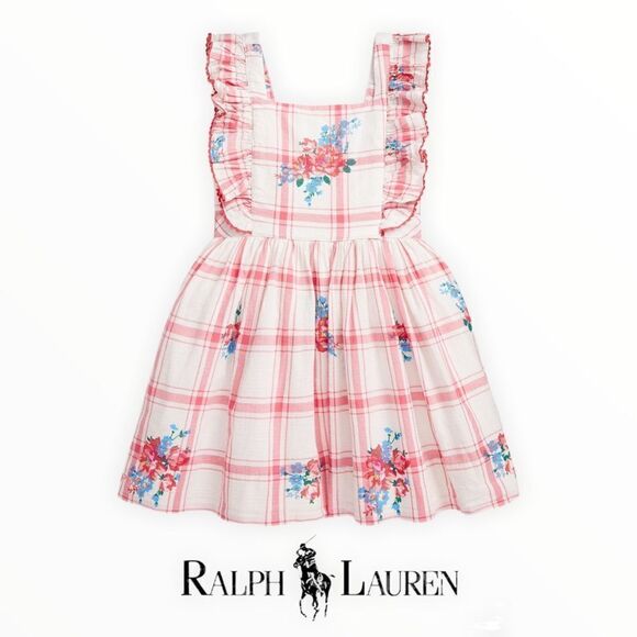 RALPH LAUREN | Ecru | FLORAL COTTON DOBBY DRESS - Picture 1 of 4